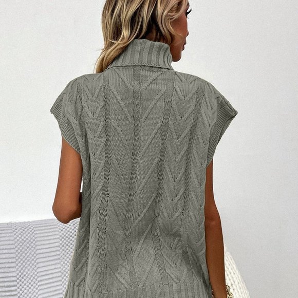 Grey Preppy womens Solid Turtleneck Knit Top - Picture 2 of 5